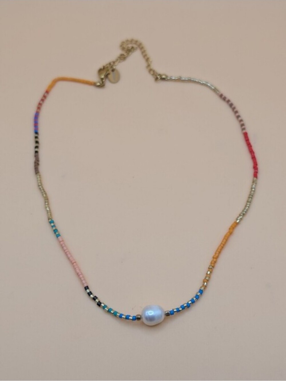Plunder Dainty Multi-Color Beaded Pearl Accent Necklace NEW!